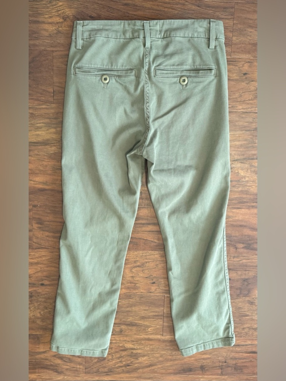 AMO Easy Trouser Cropped Pant Straight Leg Relaxed Army Green Boho Size 24 - Picture 2 of 10